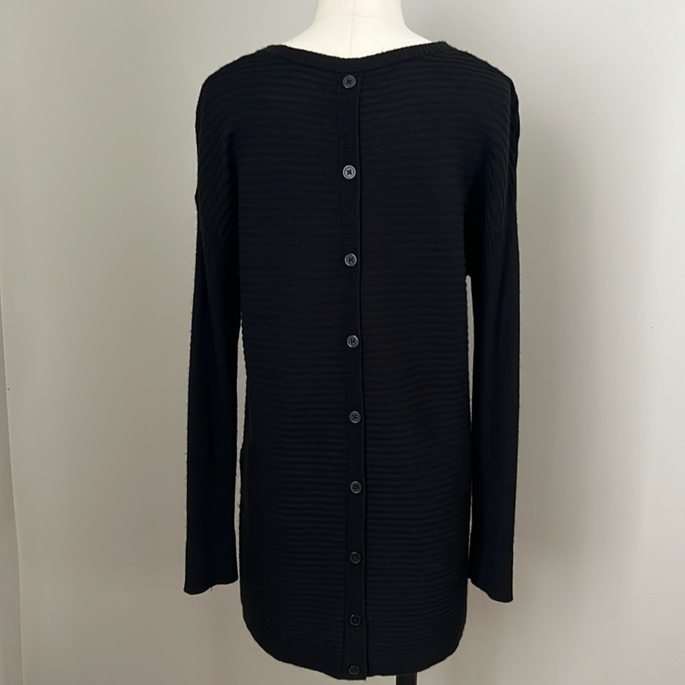 Tahari Ribbed Merino Wool Blend Tunic Sweater Sz L